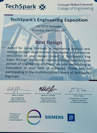 Photo of Best Design award